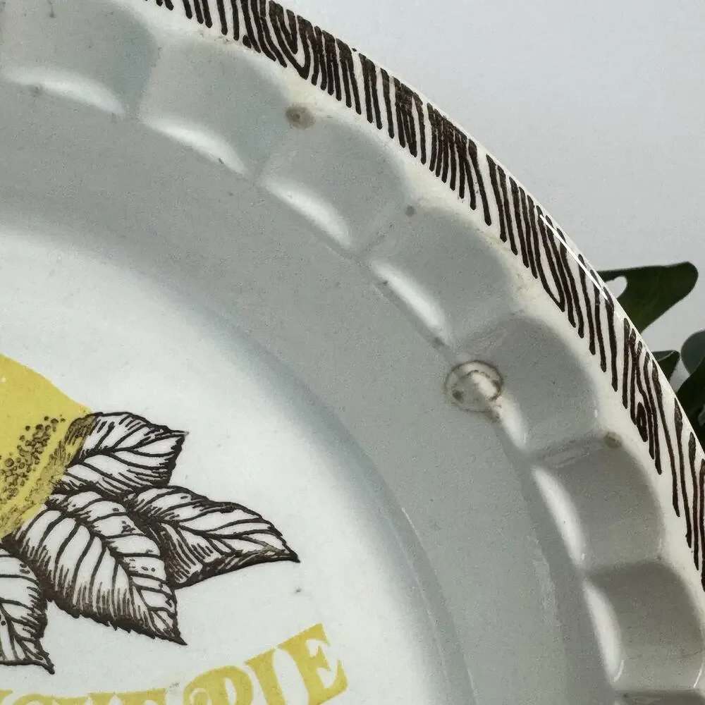 Vintage Lemon Meringue Pie Plate Ceramic Recipe Dish 11